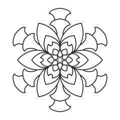 Easy Mandalas Flower Design. Elegant Simple mandala page intricate lines patterns wall art, invitations, branding,  designs, basic mandalas Coloring Book