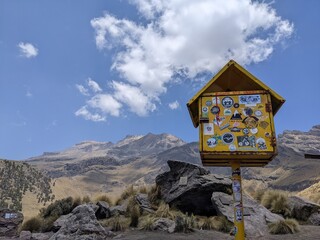 mailbox in the mountains of the volcano iztaccihuatl in the valley of mexico, latin america, hiking and landscaping