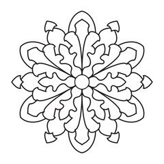 Easy Mandalas Flower Design. Elegant Simple mandala page intricate lines patterns wall art, invitations, branding,  designs, basic mandalas Coloring Book