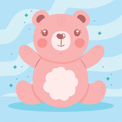 Fototapeta na wymiar cute bear pink seated