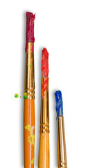 Stack of color artist paint brushes