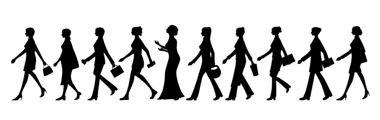 Walking woman silhouettes