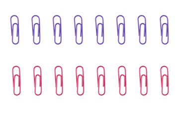 colorful paper clips isolated on white background 