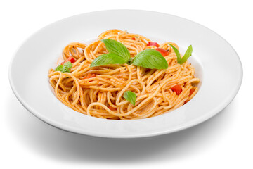 Tasty Italian pasta with tomato sauce