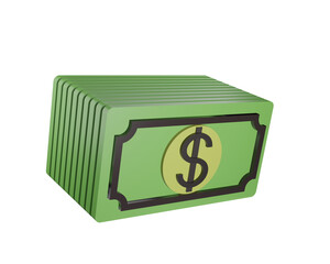 Dollar banknote. Green paper bill. 3D Render money isolated  illustration financial investment banking, 