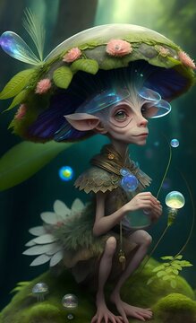 fantasy humanoid creature in the forest of dreams