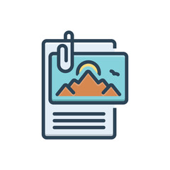 Color illustration icon for attach