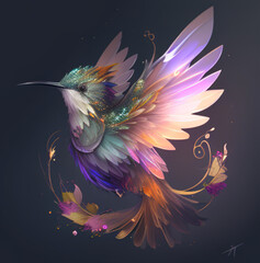 Beija flor multi colorido e brilhante