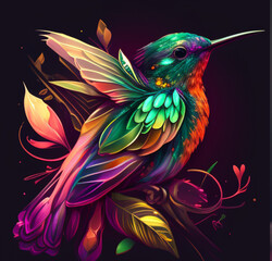 Beija flor multi colorido e brilhante