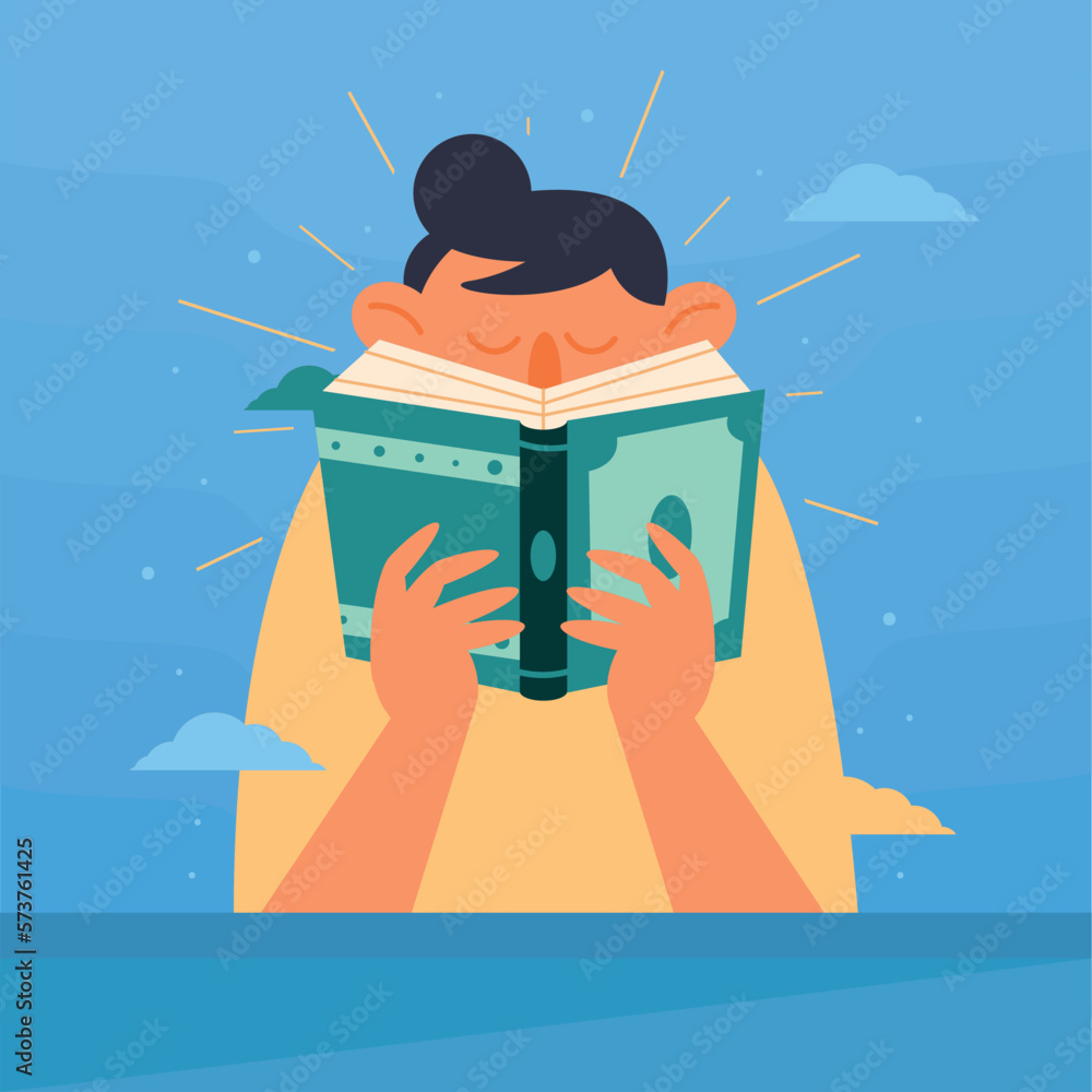 Poster man reading text book