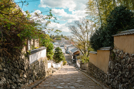 Kitsuki castle town slope road in Oita, Japan