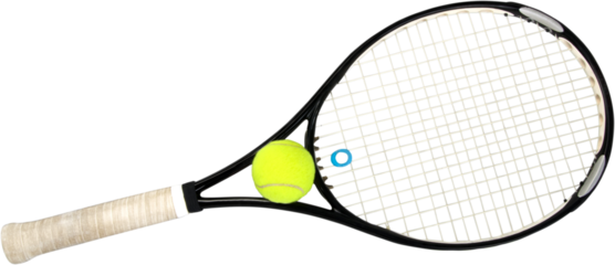 Silver Tennis Racket and Ball