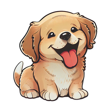 Cute and happy dog sticker Sticker, Ai Generated,