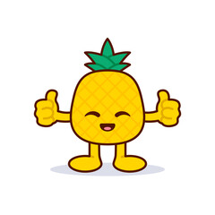 Cute Pineapple Character Giving Thumbs Up