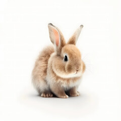 yellow and brown baby rabbit isolated on white background, easter bunny, year of the rabbit, cute 