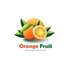 fresh orange fruit logo template design