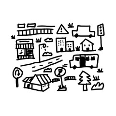 our world vector doodle hand drawn 