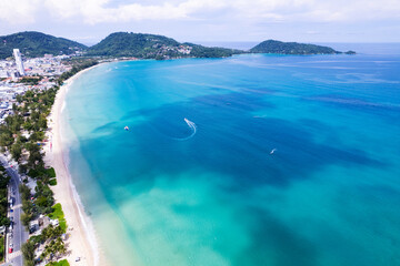 Patong beach Phuket Thailand,Amazing beach beautiful sea in andaman sea, Aerial view sea background...