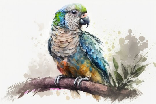 Portrait of a Cute Parrot in Impressionist Style. Generative AI