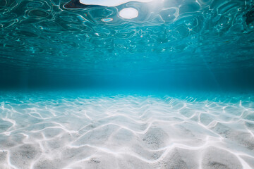Turquoise ocean with sand underwater in Florida. Ocean background - obrazy, fototapety, plakaty