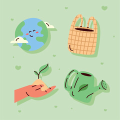 four eco friendly icons