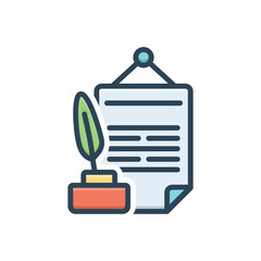 Color illustration icon for memo