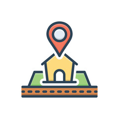 Color illustration icon for address