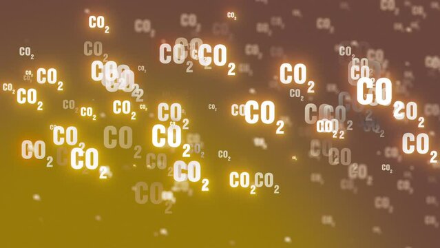 Carbon Dioxide CO2 Particle Animation on Brown Background