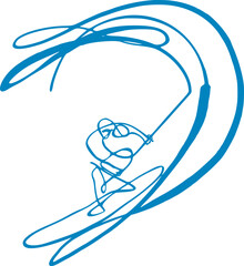 vector sketch  surfing on the waves