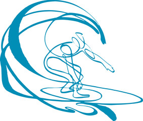 vector sketch  surfing on the waves