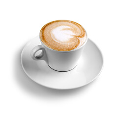 White cappuccino coffee  in a white cup