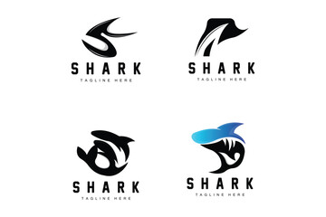 Shark Logo, Wild Fish Vector Illustration, Ocean Predator, Product Brand Design Icon