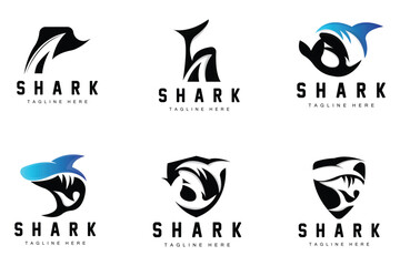 Shark Logo, Wild Fish Vector Illustration, Ocean Predator, Product Brand Design Icon