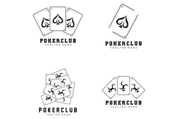 Poker Casino Card Logo, Diamond Card Icon, Hearts, Spades, Ace. Gambling Game Poker Club Design