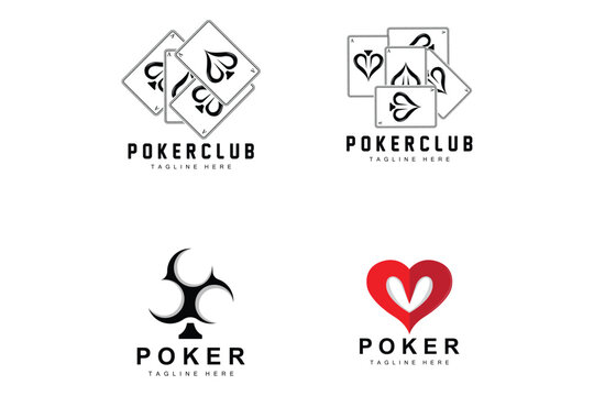 Poker Casino Card Logo, Diamond Card Icon, Hearts, Spades, Ace. Gambling Game Poker Club Design