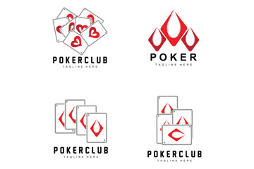 Poker Casino Card Logo, Diamond Card Icon, Hearts, Spades, Ace. Gambling Game Poker Club Design