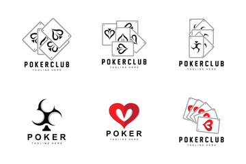 Poker Casino Card Logo, Diamond Card Icon, Hearts, Spades, Ace. Gambling Game Poker Club Design