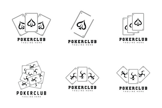 Poker Casino Card Logo, Diamond Card Icon, Hearts, Spades, Ace. Gambling Game Poker Club Design