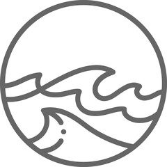 ocean sea wave line art design minimal style circle shape