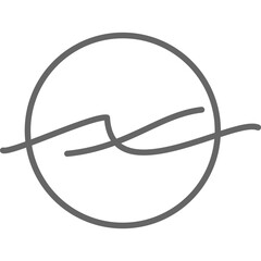 ocean sea wave line art design minimal style circle shape