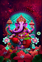Obraz premium Ganesha illustration, Ganesh Chaturthi, Ganesh, Ganesha, Lord Ganesh, Lord Ganesha. Generative AI.