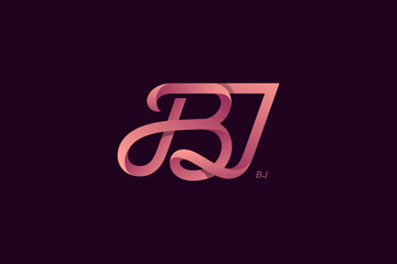 Letter B and J Monogram Logo Design Vector