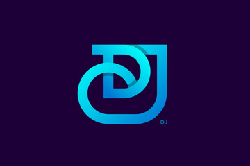 Letter D and J Monogram Logo Design Vector