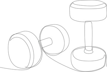 Single one line drawing Dumbbells . Fitness activity concept. Continuous line draw design graphic vector illustration.