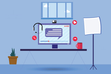 Broadcasting live setup Vector design