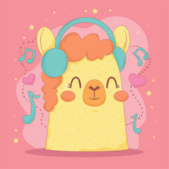 llama perubian with earphones