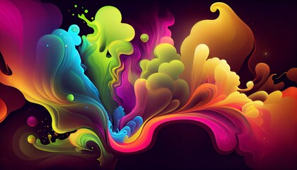 Abstract Colorful Liquid Fluid Background, Generative AI, Illustration, Fluid Space, An Enchanting and Colorful Abstract Background with Ample Space