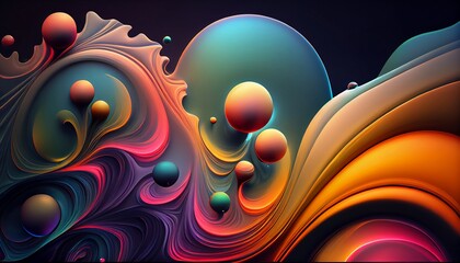 Abstract Colorful Liquid Fluid Background, Generative AI, Illustration, Fluid Space, An Enchanting and Colorful Abstract Background with Ample Space