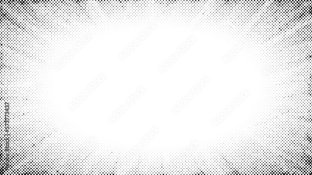 Poster halftone radial texture. comic style grain background. pop art faded textured frame. grunge speckle 