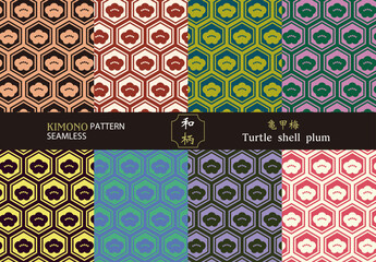 Kimono pattern-turtle shell plum-